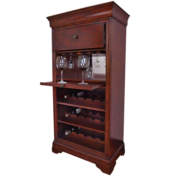 Bar Cabinet w/Wine Rack - English Tudor - The Bar Design