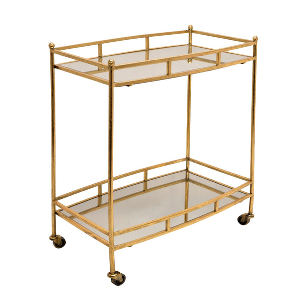 Sabebrook Home Metal 28 2 Tier Bar Cart, Gold Rectangle - The Bar Design