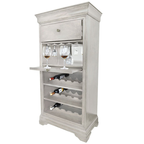 Bar Cabinet w/Wine Rack - Antique White - The Bar Design