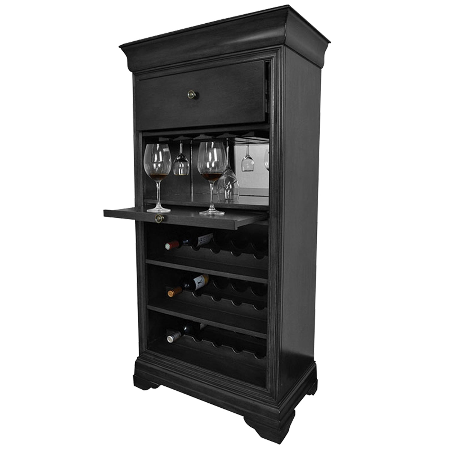 Bar Cabinet w/Wine Rack - Black - The Bar Design