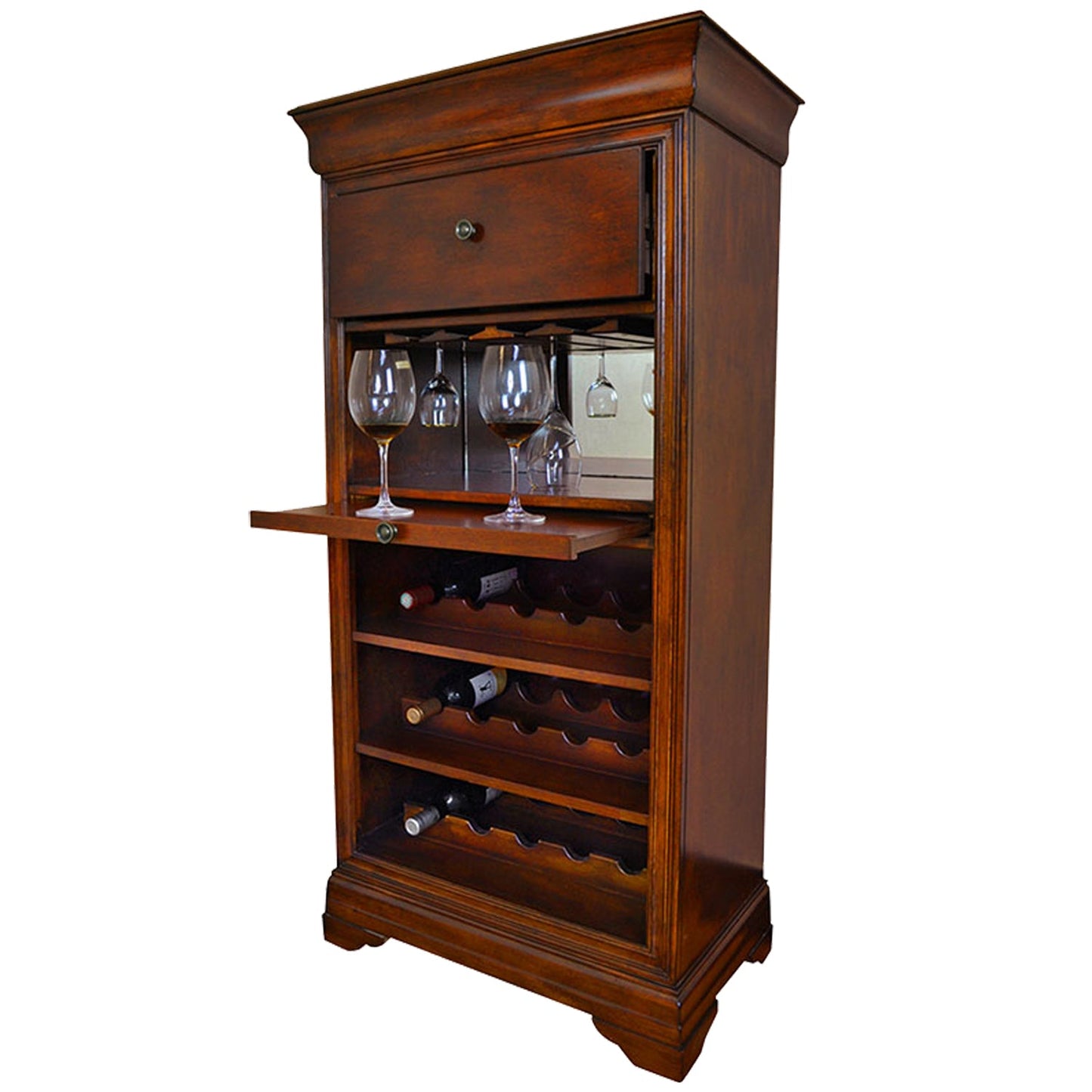 Bar Cabinet w/Wine Rack - Chestnut - The Bar Design