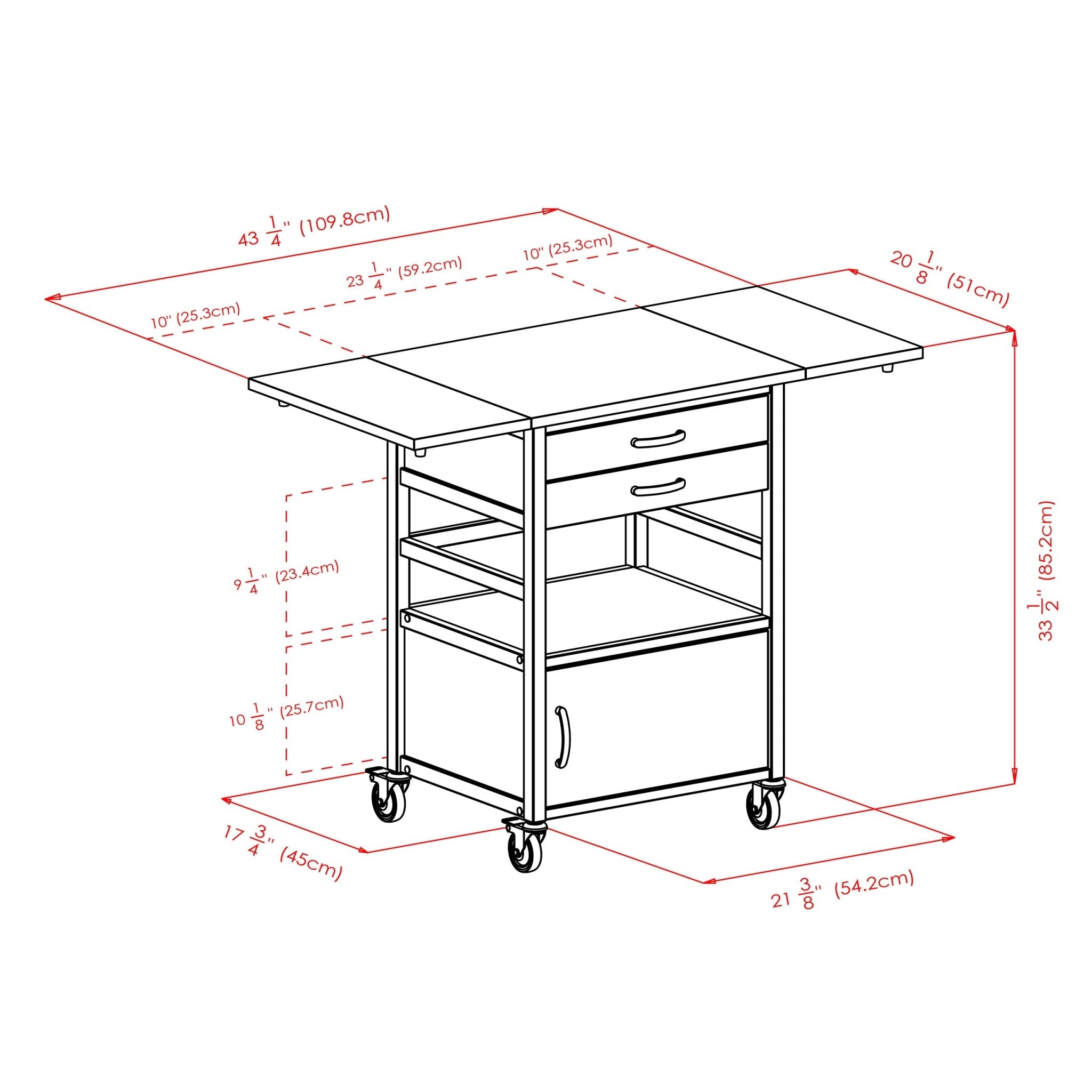Bellini Kitchen Cart, Drop Leaf, Coffee and Natural - The Bar Design