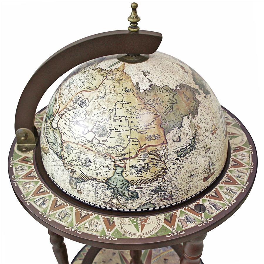 Design Toscano Sixteenth Century Crema Durata Replica Globe Bar Cabinet - The Bar Design