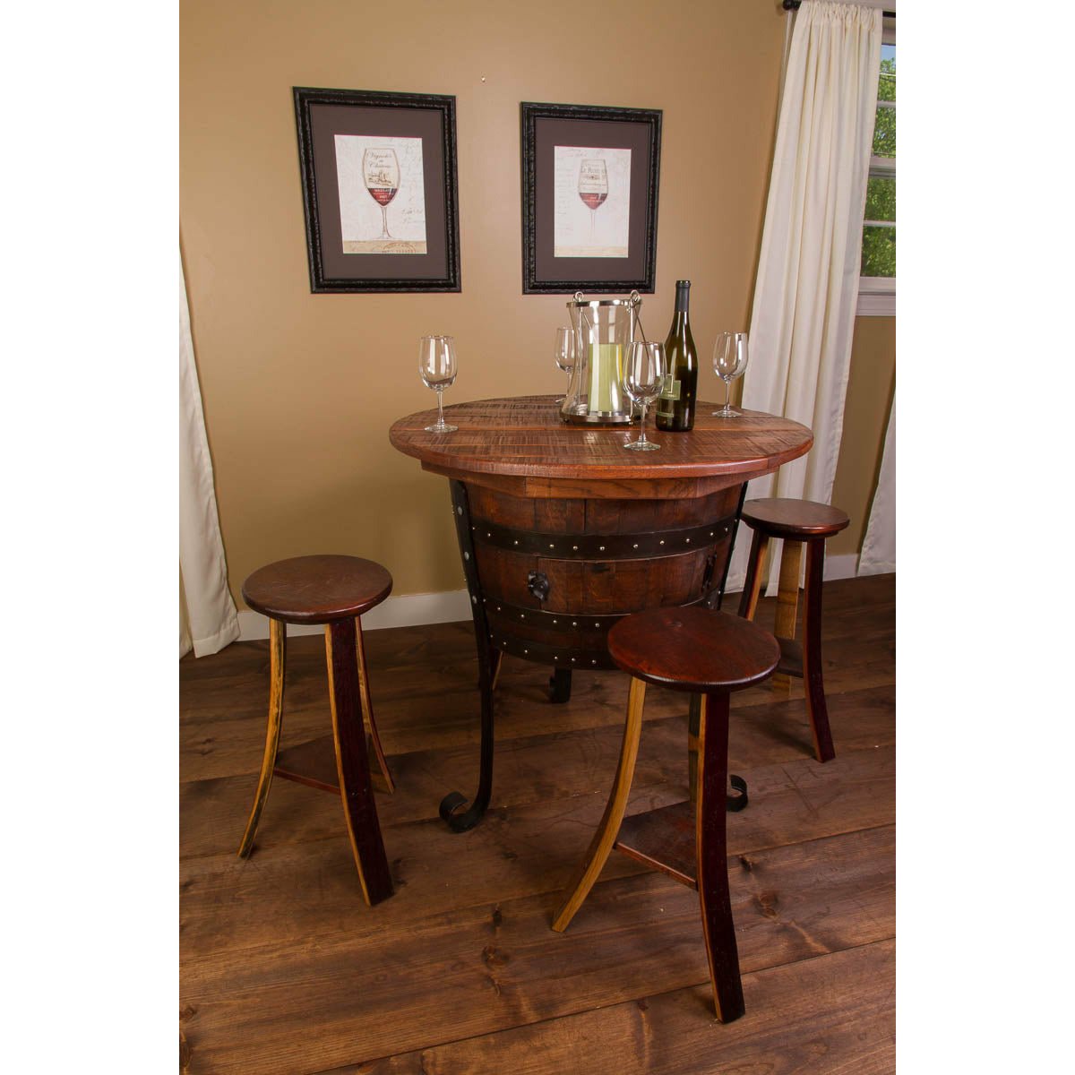 Napa East Old World Table with Cabinet Set - The Bar Design