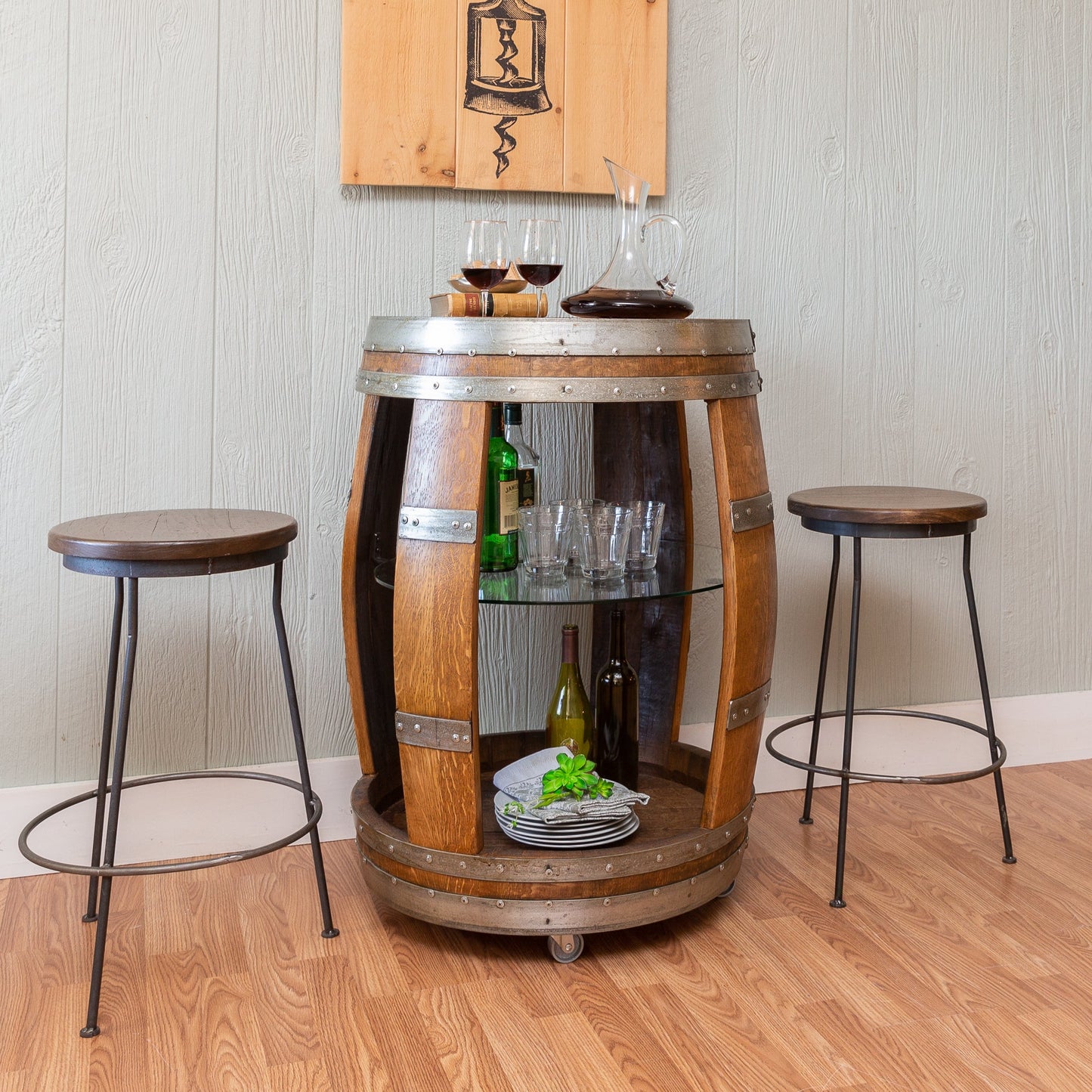 Napa East Wine Barrel Cocktail Cart - The Bar Design
