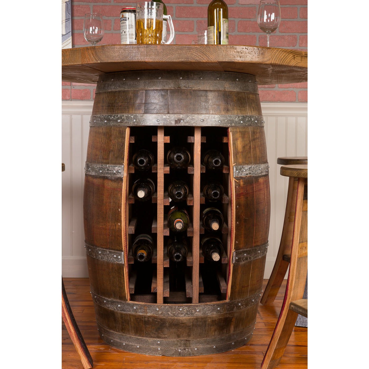 Napa East Wine Barrel Round Table Top Set: Rack Base - The Bar Design