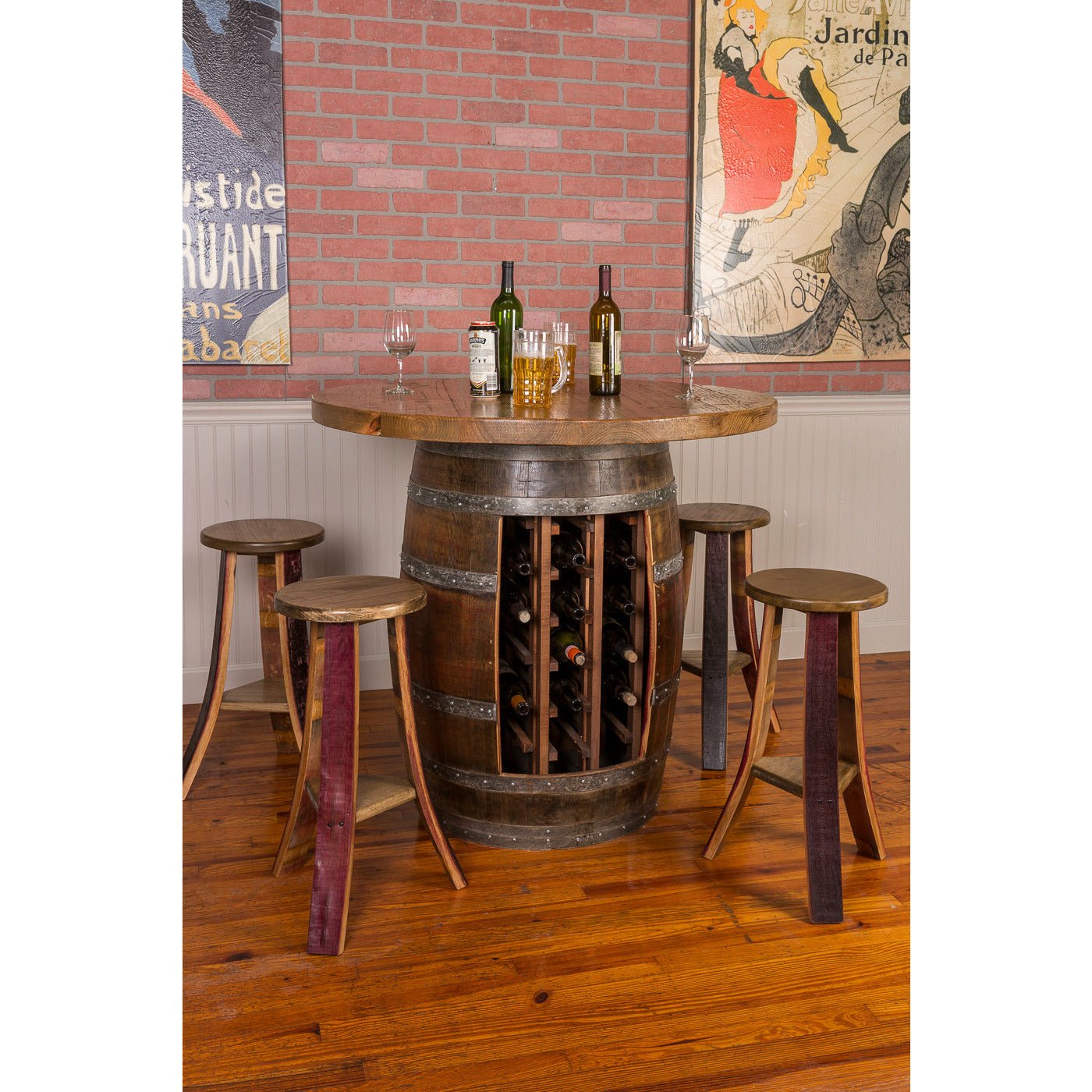 Napa East Wine Barrel Round Table Top Set: Rack Base - The Bar Design