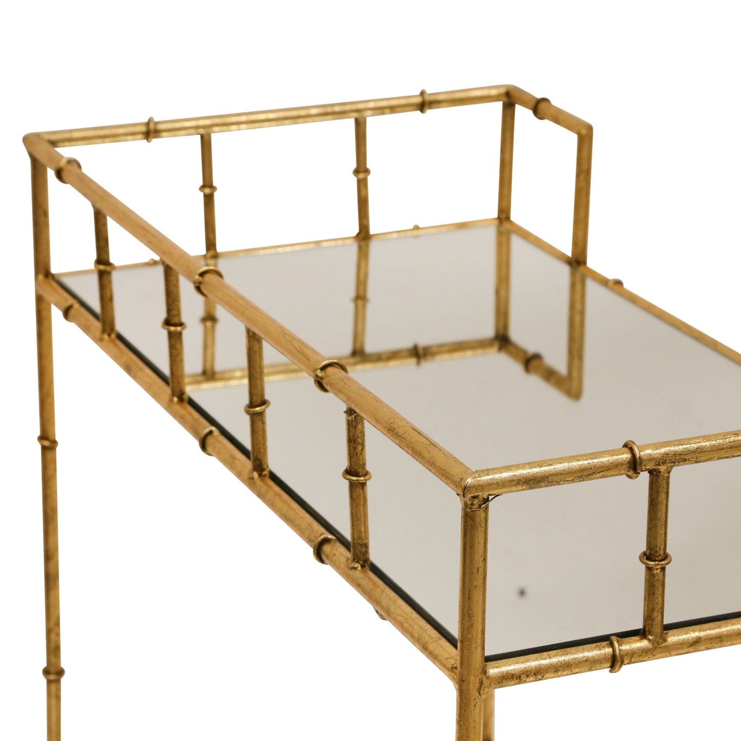 Sabebrook Home 2-tier Gold Metal Bar Cart, Mirrored Top - The Bar Design