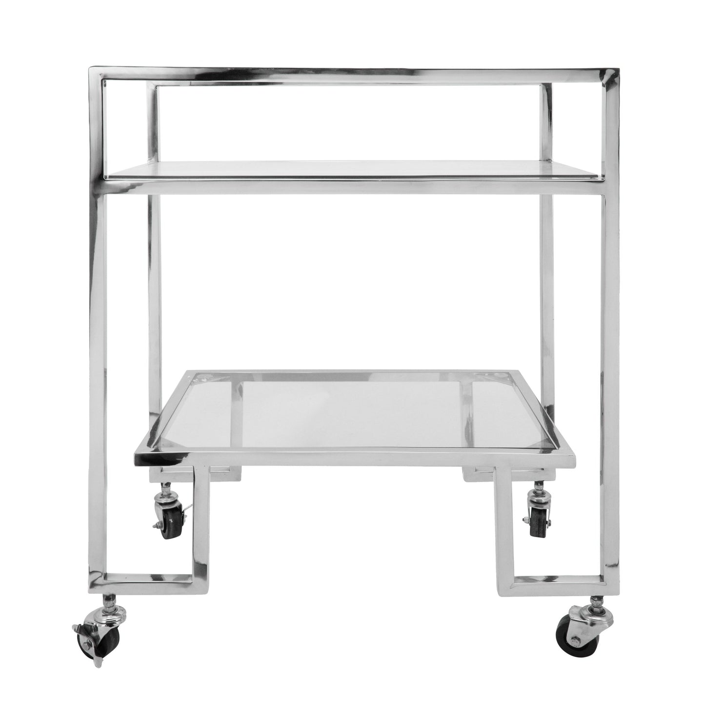 Sabebrook Home Metal, 26x32 2-layered Bar Cart, Silver - The Bar Design