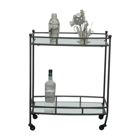 Sabebrook Home Metal 28" 2 Tier Bar Cart, Black Rectangle - The Bar Design