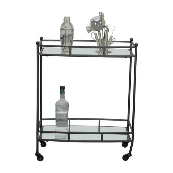 Sabebrook Home Metal 28 2 Tier Bar Cart, Black Rectangle - The Bar Design