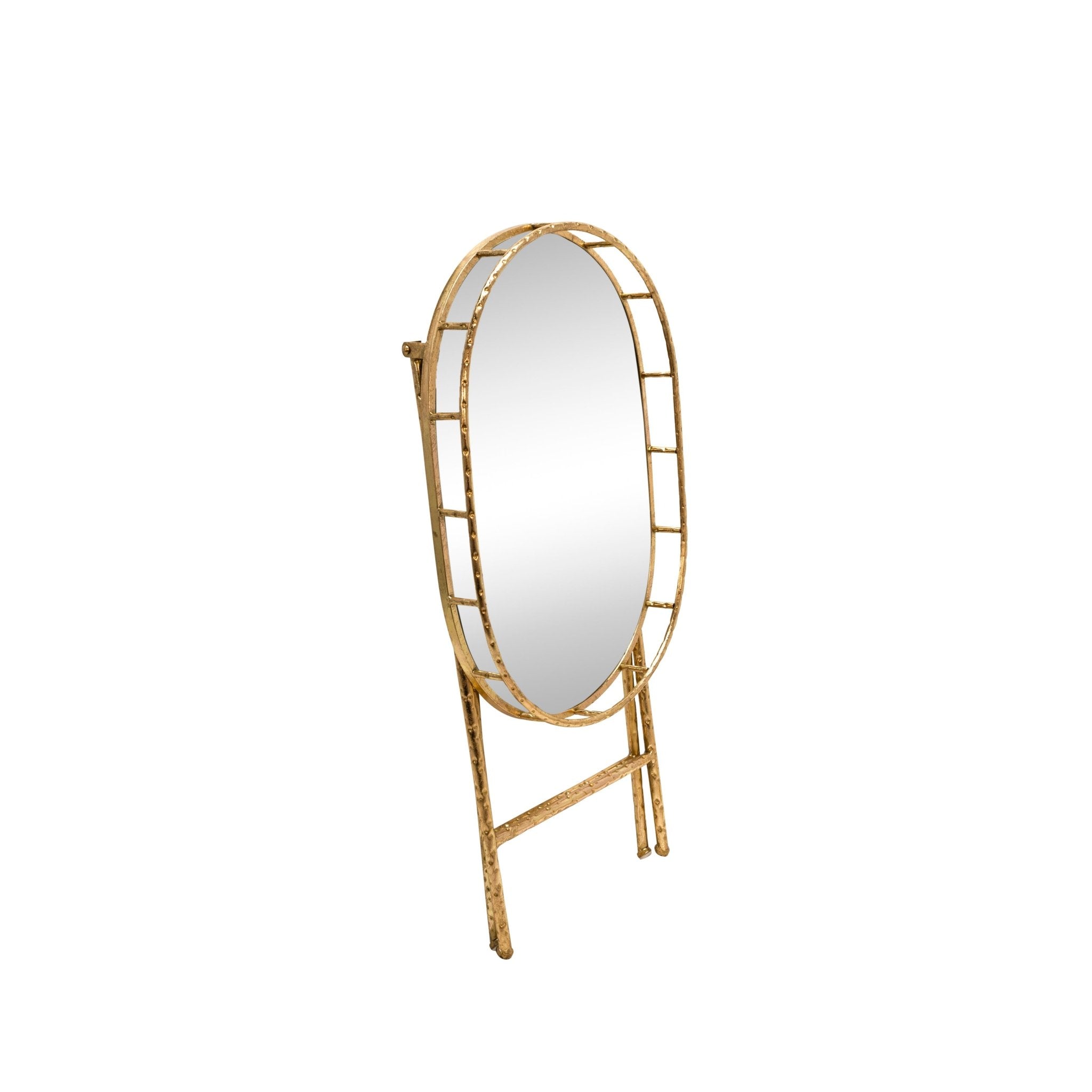 Sabebrook Home Oval Gold Metal Accent Table, Mirror Top - The Bar Design