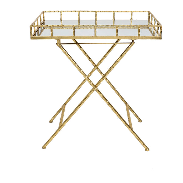 Sabebrook Home Rectangular Gold Metal Bar Cart, Mirror Top - The Bar Design