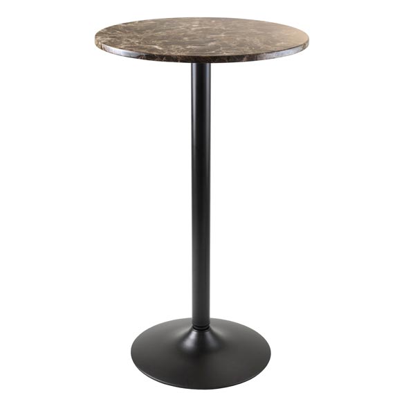 Winesome Wood Cora Bar Height Table, Faux Marble and Black - The Bar Design