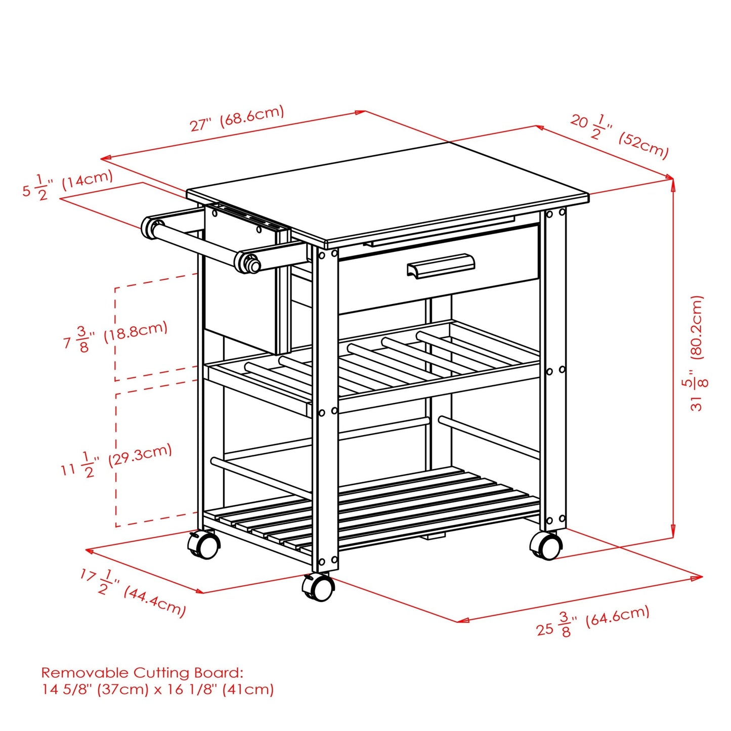 Winesome Wood Finland Utility Kitchen Cart, Natural - The Bar Design