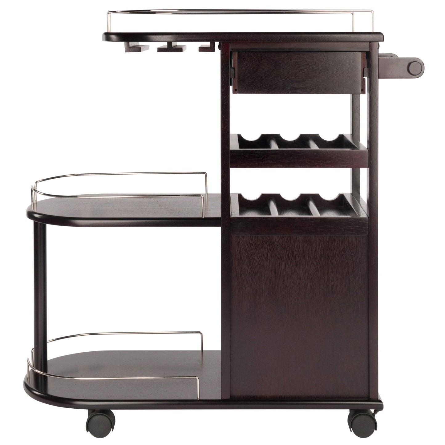 Winesome Wood Jimmy Serving Bar Cart, Espresso - The Bar Design