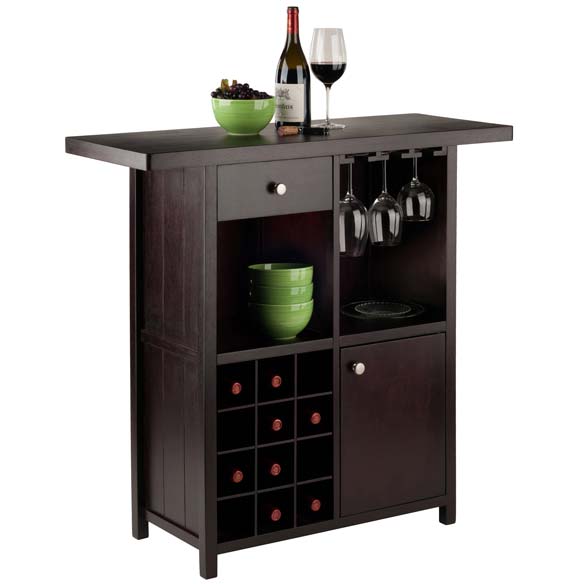 Winesome Wood Macon 12-Bottle Wine Bar, Espresso - The Bar Design