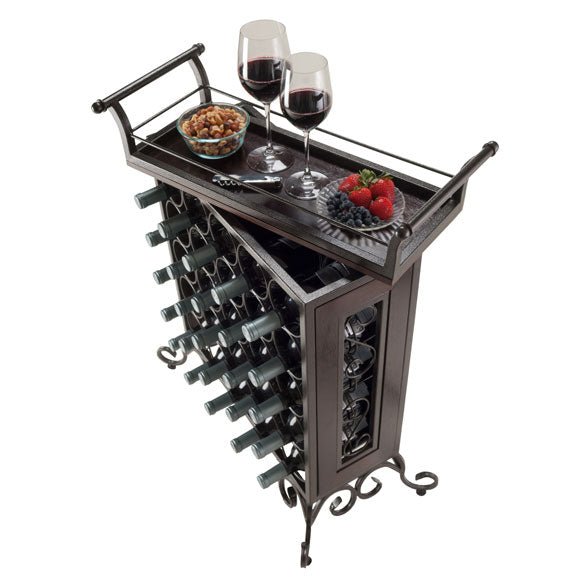 Winesome Wood Silvano 25-Bottle Wine Rack, Removable Tray, Antique Bronze - The Bar Design