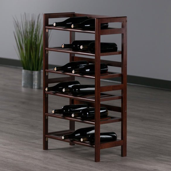 Winesome Wood Silvi 30-Bottle Wine Rack, Walnut - The Bar Design