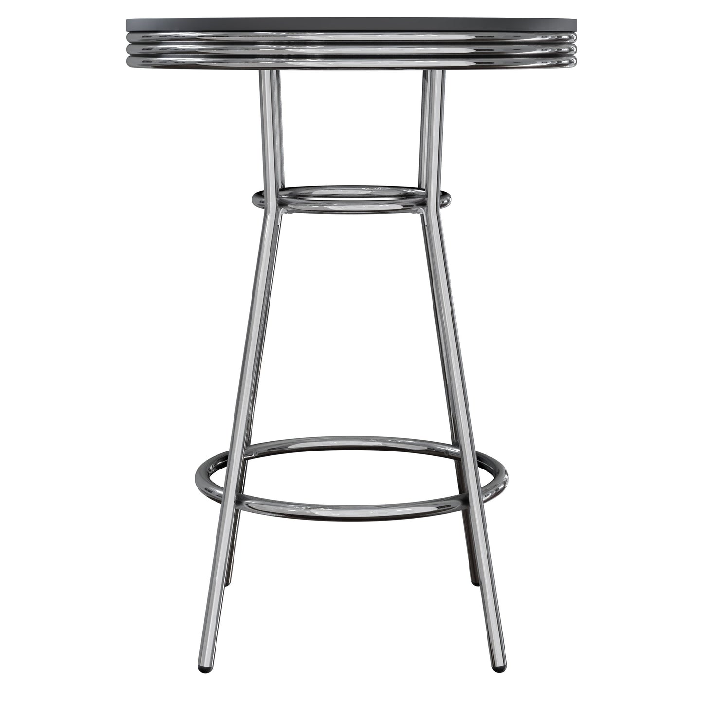 Winesome Wood Summit Bar Height Table, Black and Chrome - The Bar Design