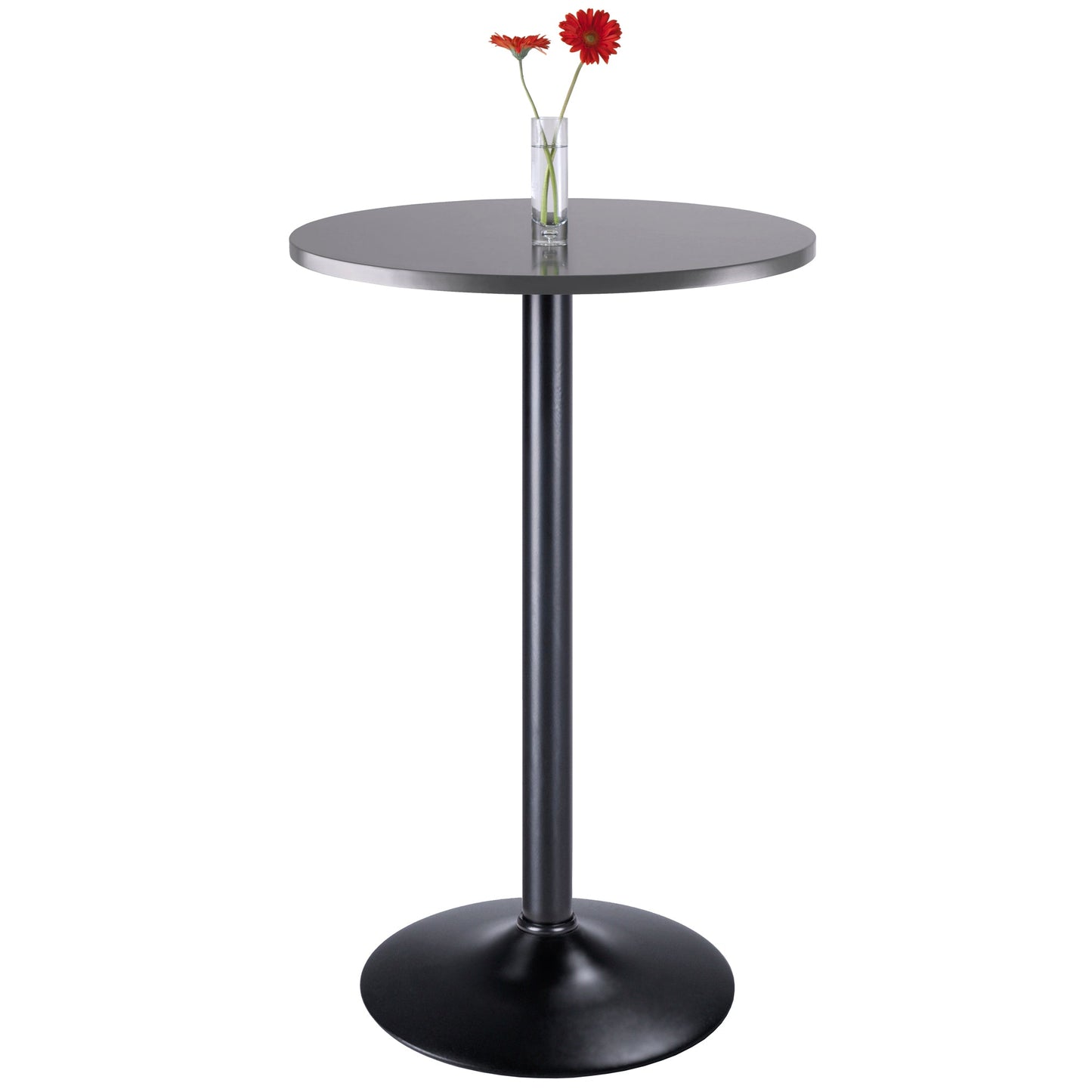 Winesome Wood Tarah Bar Height Table, Black and Slate Gray - The Bar Design