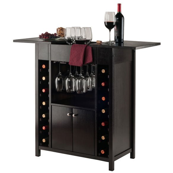 Winesome Wood Yukon Expandable Wine Cabinet, Espresso - The Bar Design